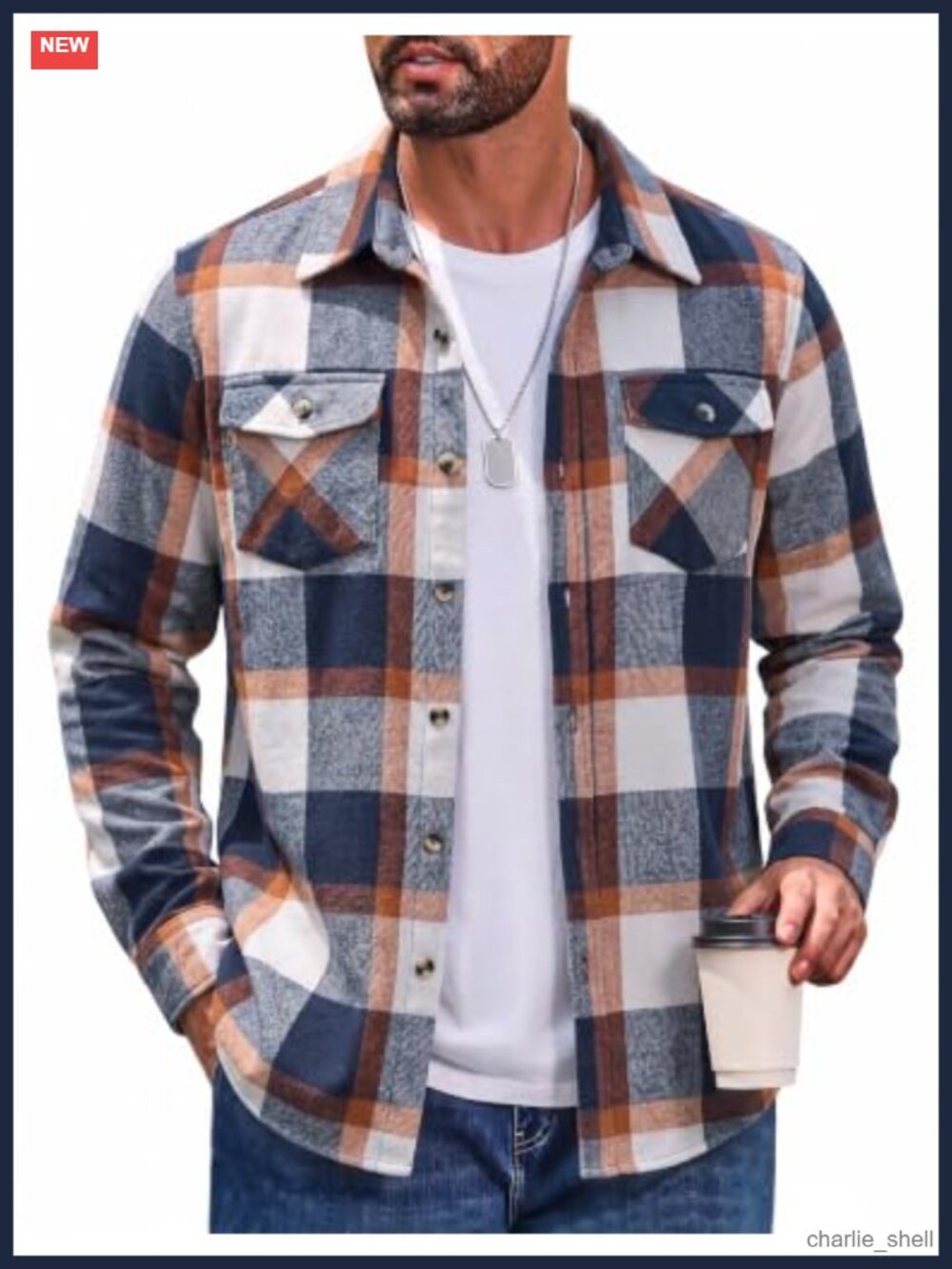 Mens Flannel Shirt Jacket Long Sleeve Plaid Shacket Button Down